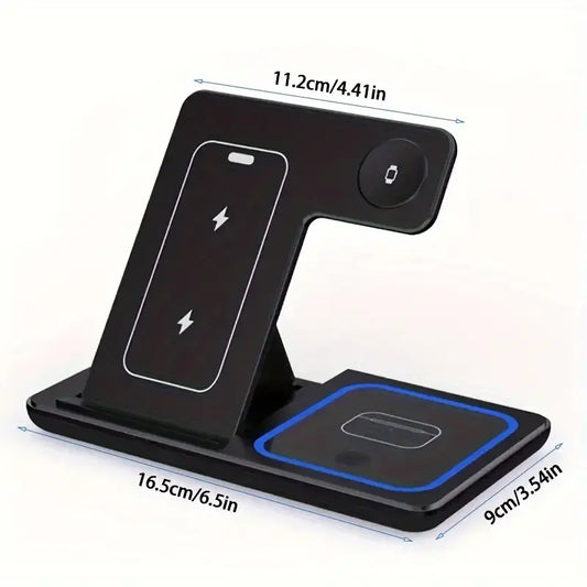 🔌 Chargeur Sans Fil 3-en-1 – Pour Smartphone, AirPods & Apple Watch
